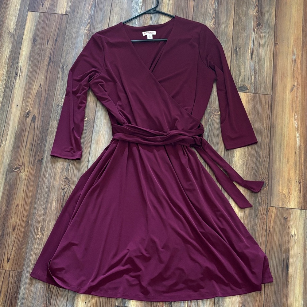 Brooks Brothers Deep Red Long Sleeve Wrap Dress